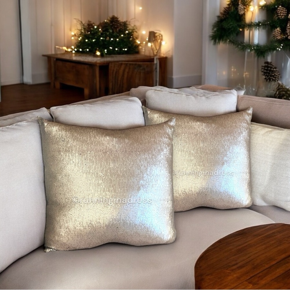 Aviva Stanoff Down Pillow With Sequin Champagne Gold & Black Shame 20 x 20